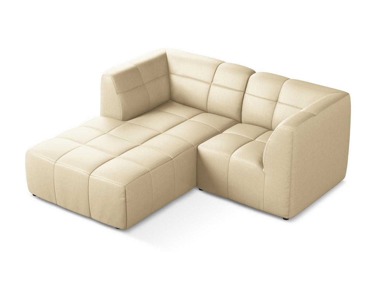 ECKSOFA Links Kunstleder Beige - Beige/Schwarz, Holzwerkstoff/Kunststoff (191/175cm) - Makamii