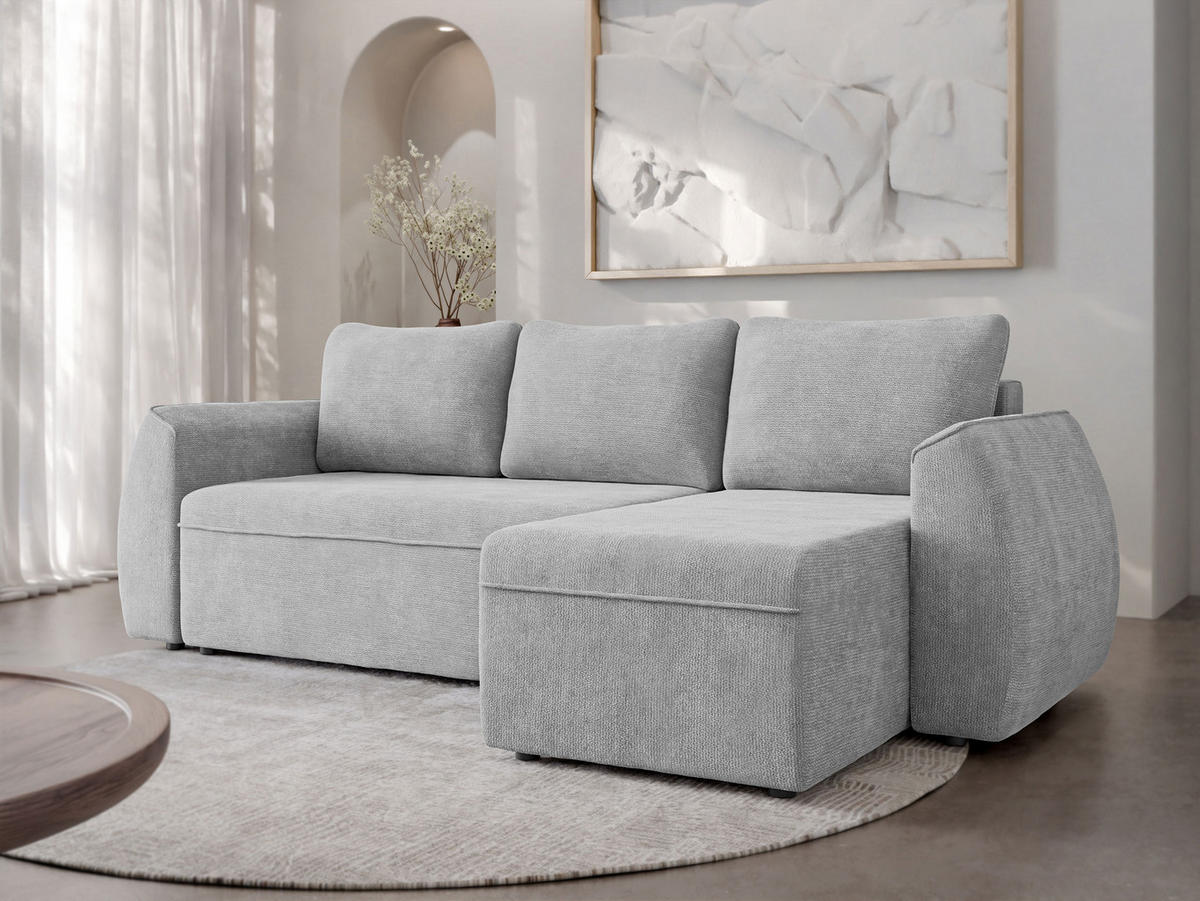 ECKSCHLAFSOFA Darlan - Hellgrau/Schwarz, Holz/Kunststoff (245/143cm) - MIRJAN24