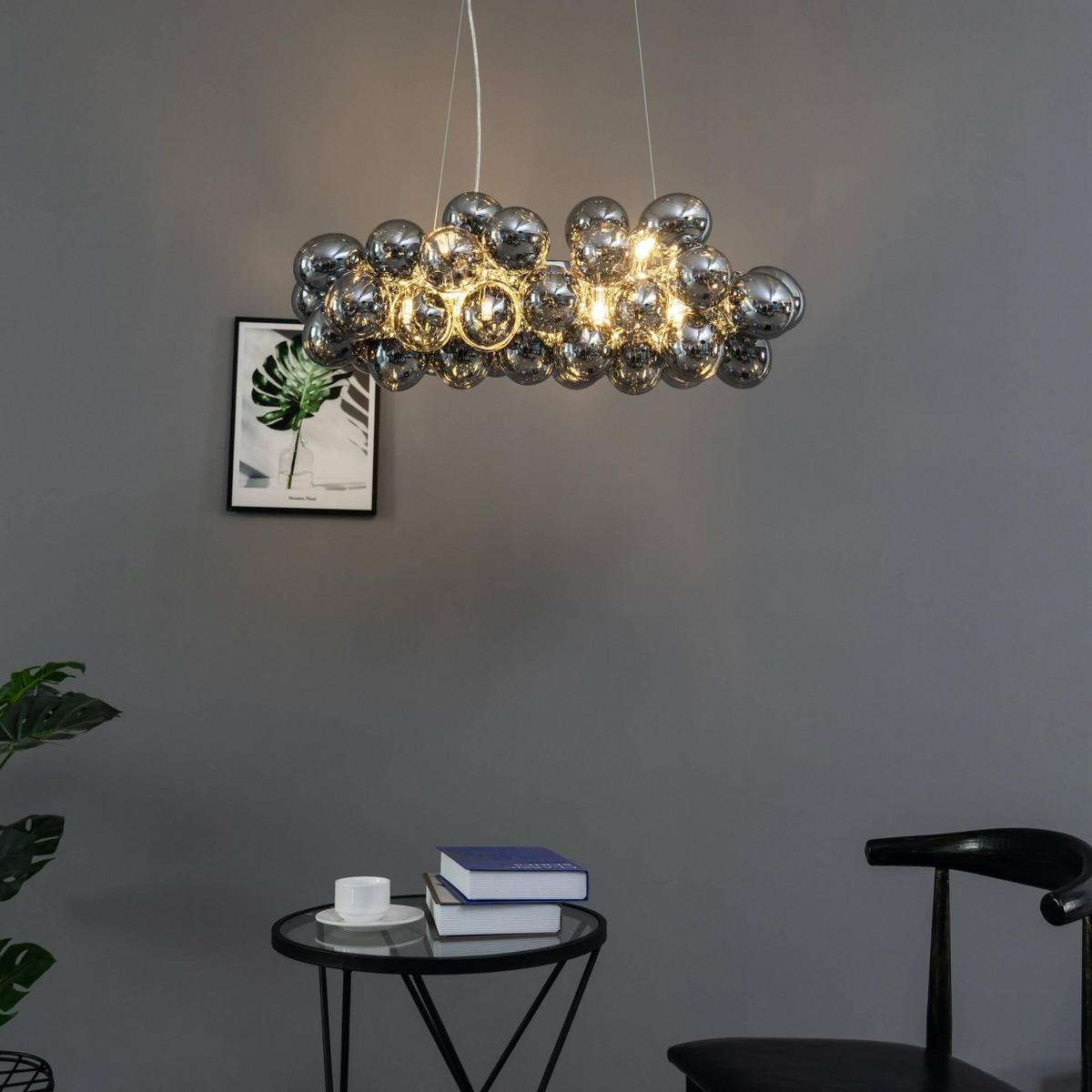 HÄNGELEUCHTE Bartali, Rauchgrau, 80cm - Grau, Glas (80/80/26cm) - KOSILUM