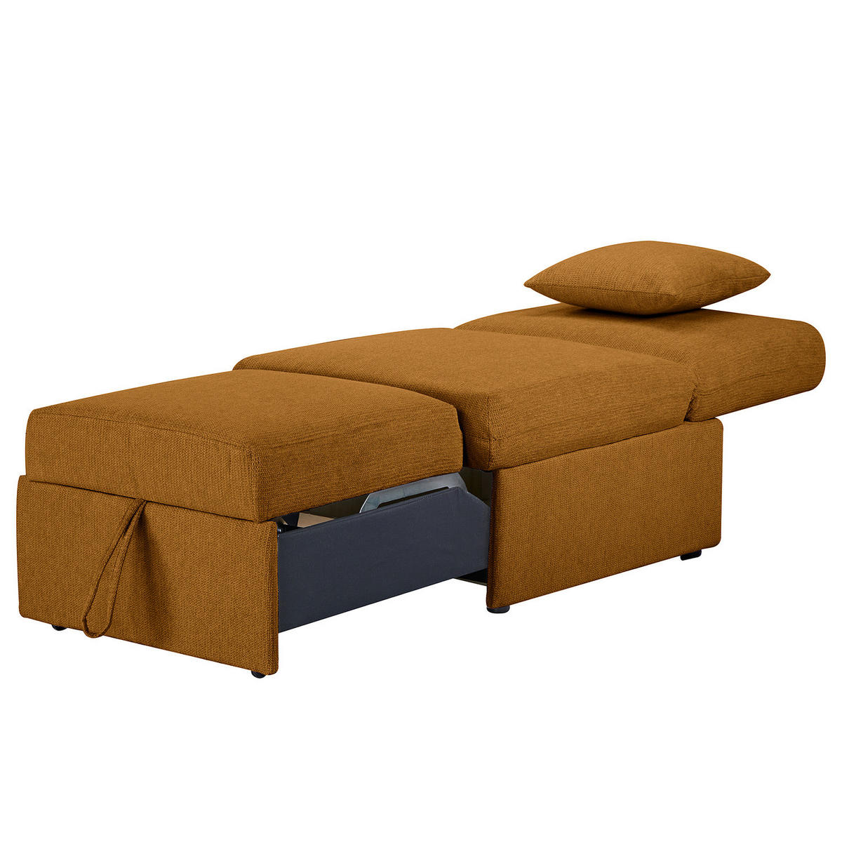 SCHLAFSESSEL - Chenille / Kunststoff - Schwarz/Orange, Kunststoff/Textil (70/95/97cm) - home24