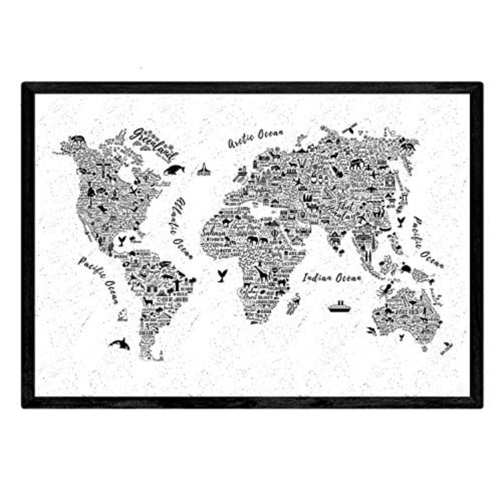 POSTER Weltkarten Typografie Karte A3 Rahmenlos - Klar, Papier (29.7/5/42cm) - Nacnic