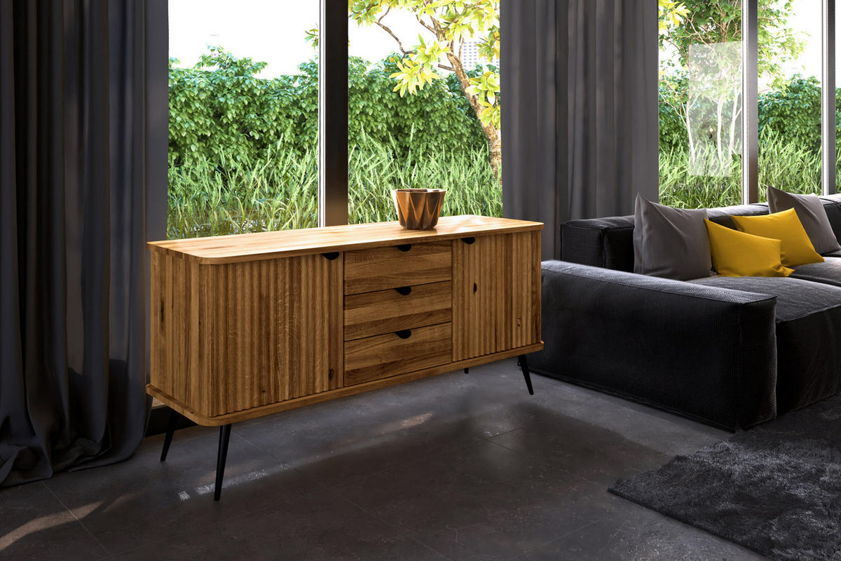 KOMMODE LINA - Wildeiche, Holz (144/72/46cm) - byoak