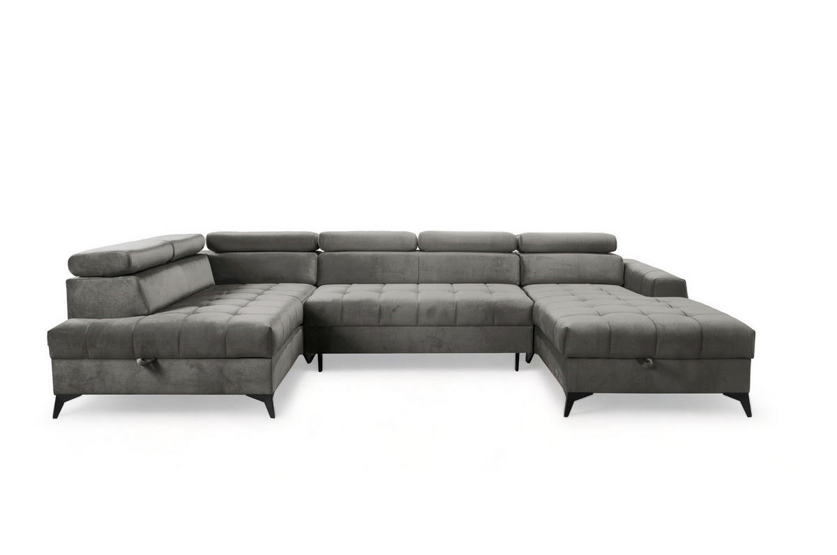 WOHNLANDSCHAFT Agnesa In Salvador - Grau, Holzwerkstoff/Textil (345/95/200cm) - Fun Möbel