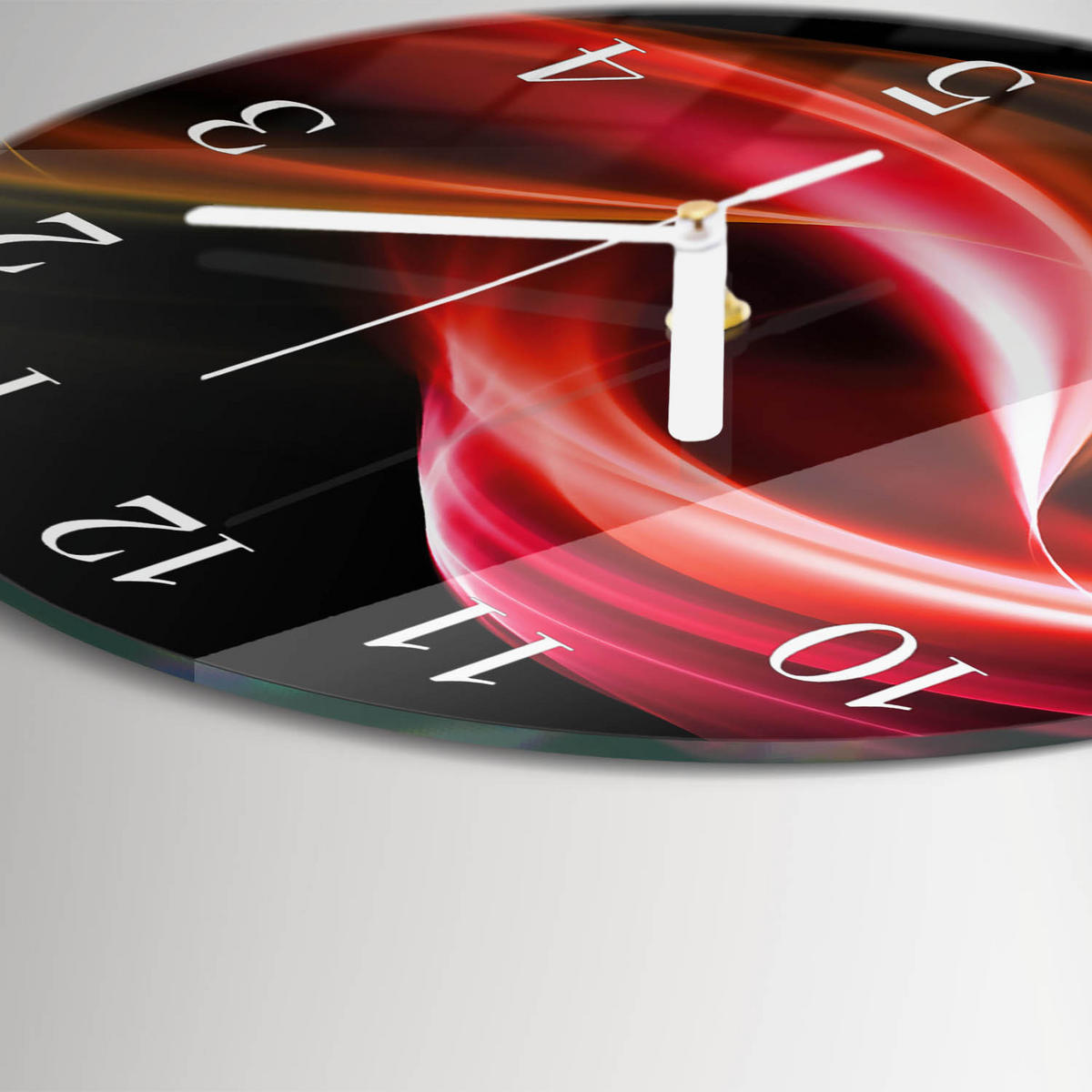 WANDUHR fi30 cm - Abstrakte Linien - Rot, Glas (30/30/0.4cm) - TULUP