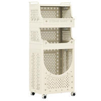 WÄSCHEKORBWAGEN Faltbarer beige - Beige, Kunststoff (40/100/30cm) - COSTWAY