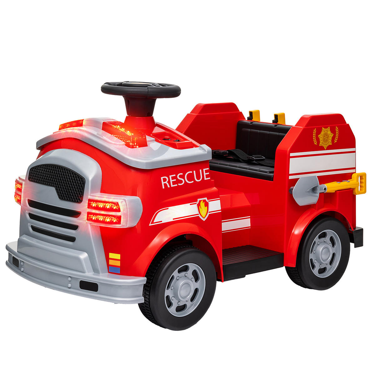FEUERWEHRAUTO DE-06255 Elektro-Kinderauto mit Sirene und Blaulicht Rot - Rot, Kunststoff/Metall (86/49/52cm) - ComfortXL