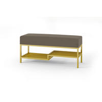POLSTERBANK MELLO 100 Graubraun, Goldenes Metallgestell - Dunkelgrau/Goldfarben, Textil/Metall (100/45/35cm) - Bettso