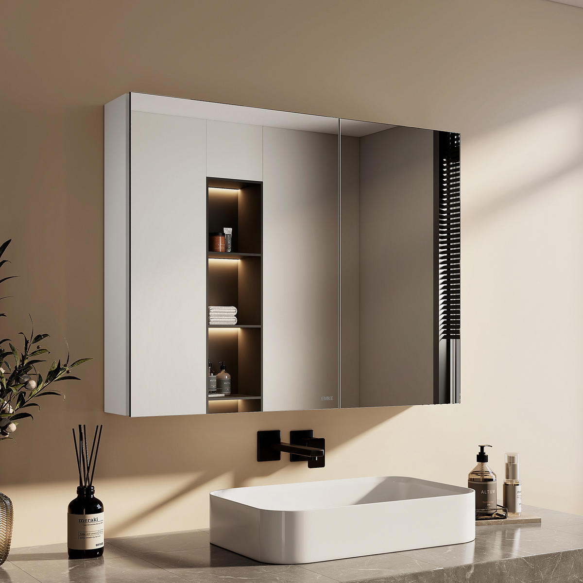 SPIEGELSCHRANK Weiß 85/65/14,5 - Weiß, Metall (65/65/85cm) - EMKE