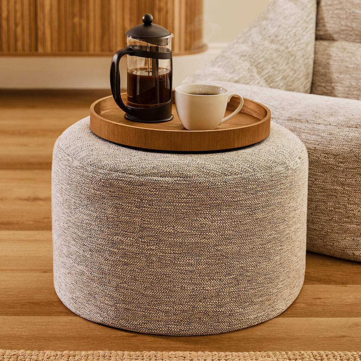 SITZSACK Sessel mit Hocker Natalia - Beige, Textil (70/65/70cm) - icon
