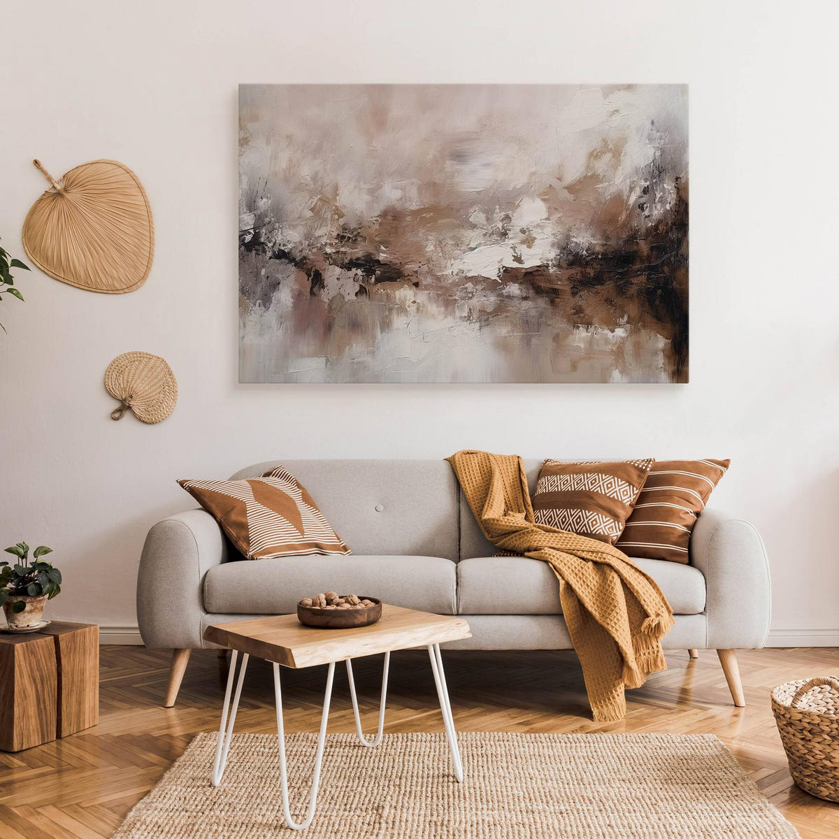 LEINWANDBILD Abstraktion Moderne Kunst 30/20 cm - Beige/Braun, Textil (30/20cm) - Muralo