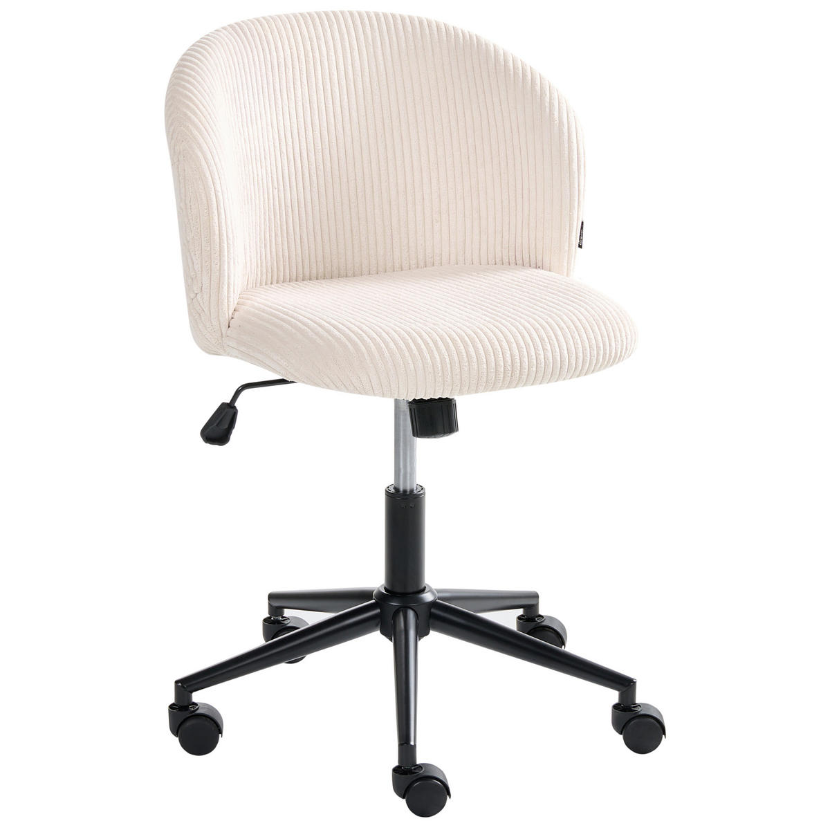 BÜROSTUHL Cord Cremeweiß Miles - Weiß, Textil (55/76/55cm) - Beliani