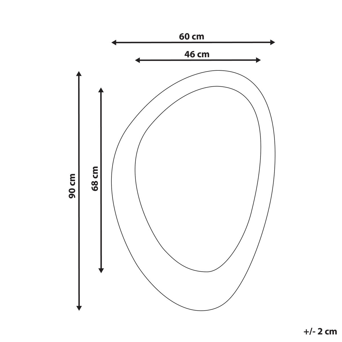 WANDSPIEGEL Samtstoff weiß oval 60/90 cm Audes - Weiß, Textil (60/90/4cm) - Beliani