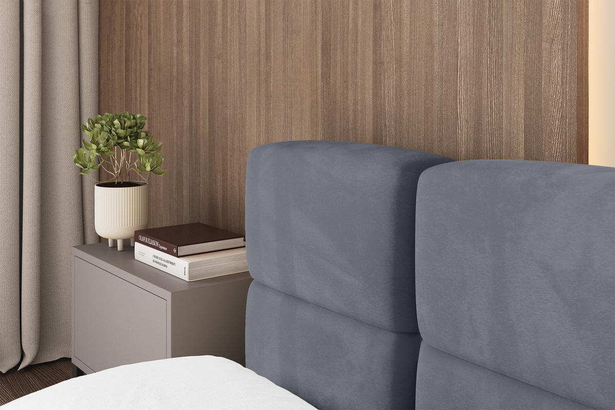 POLSTERBETT mit Bettkasten und Lattenrost, Bett mit Matratze H3/H4, Kopfteil, Boxbett, Doppelbett mit Stauraum - NATA-v1 200x200 Grau - Grau, Holzwerkstoff/Textil (200/200cm) - ALTDECOR