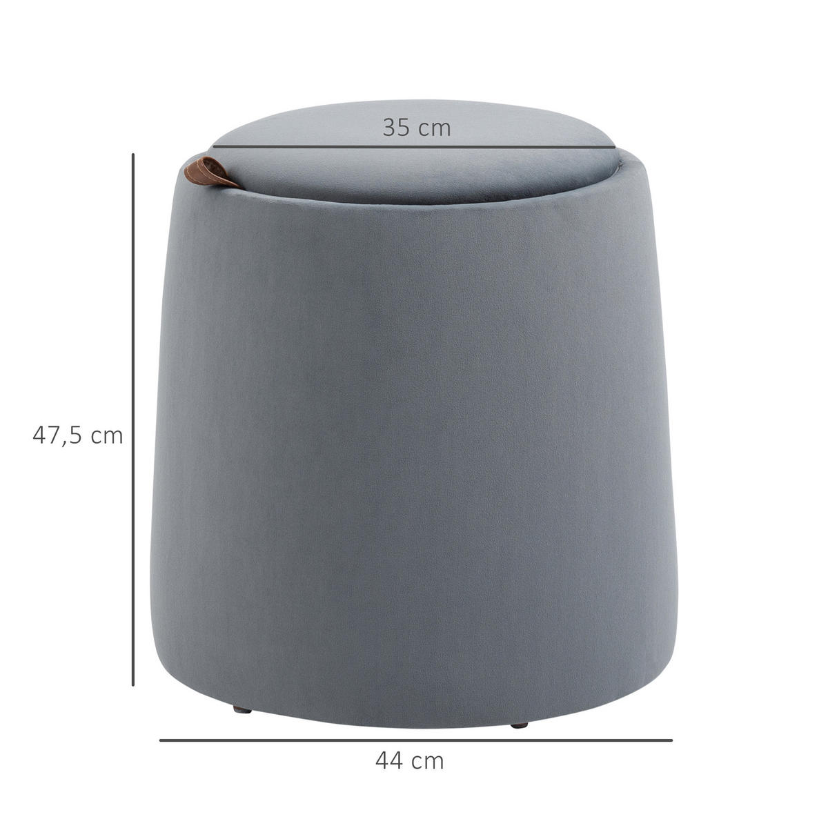 2-IN-1 Ottomane Sitzhocker inklusive Stauraum, abnehmbaren Deckel in Samtoptik - Braun/Naturfarben, Holz/Kunststoff (44/47.5/44cm) - HOMCOM