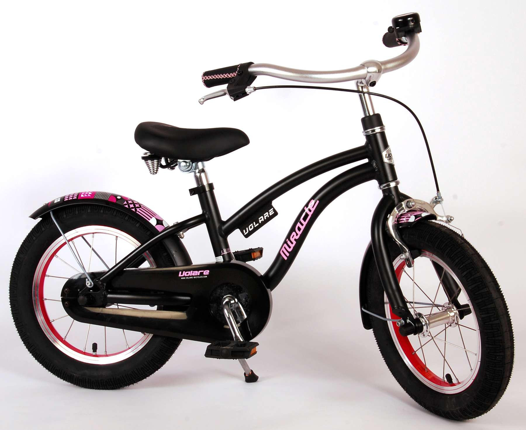 KINDERFAHRRAD Miracle Cruiser - 14 Zoll - Rücktritt + Handbremse - Mattschwarz - Schwarz, Metall (44cm) - TPFSports