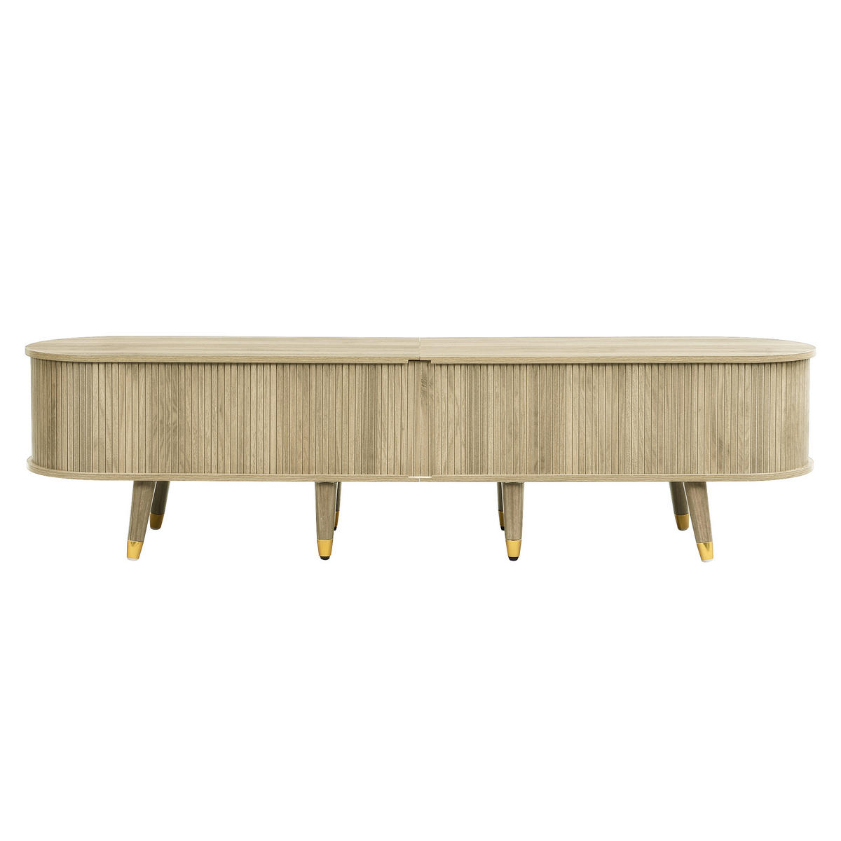 TV-ELEMENT 175 cm Eichenoptik MDF mit Schiebetür und Goldakzenten - Eichefarben, Holzwerkstoff (38/45/175cm) - Korfee
