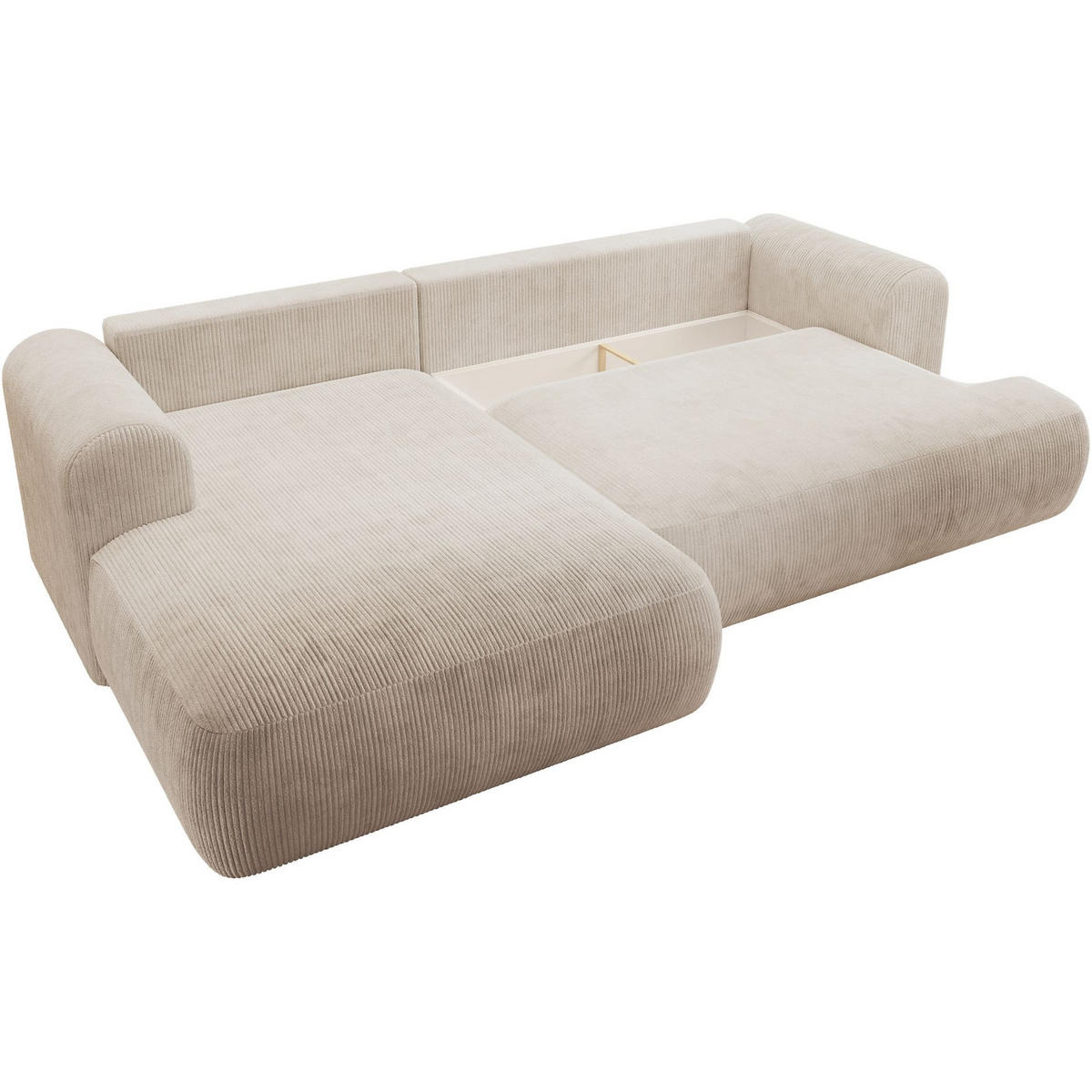 ECKSOFA Ovo Cord mit Cordbezug Hellbeige, links - Ecru/Schwarz, Textil (260/165cm) - Selsey