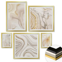 WANDBILDER 5er Set - 50x50 cm & 20x30 cm & 40x60 cm Goldrahmen - Landschaften Natur Felder Sonne - Goldfarben, Kunststoff (40/60cm) - ArtPrintCave