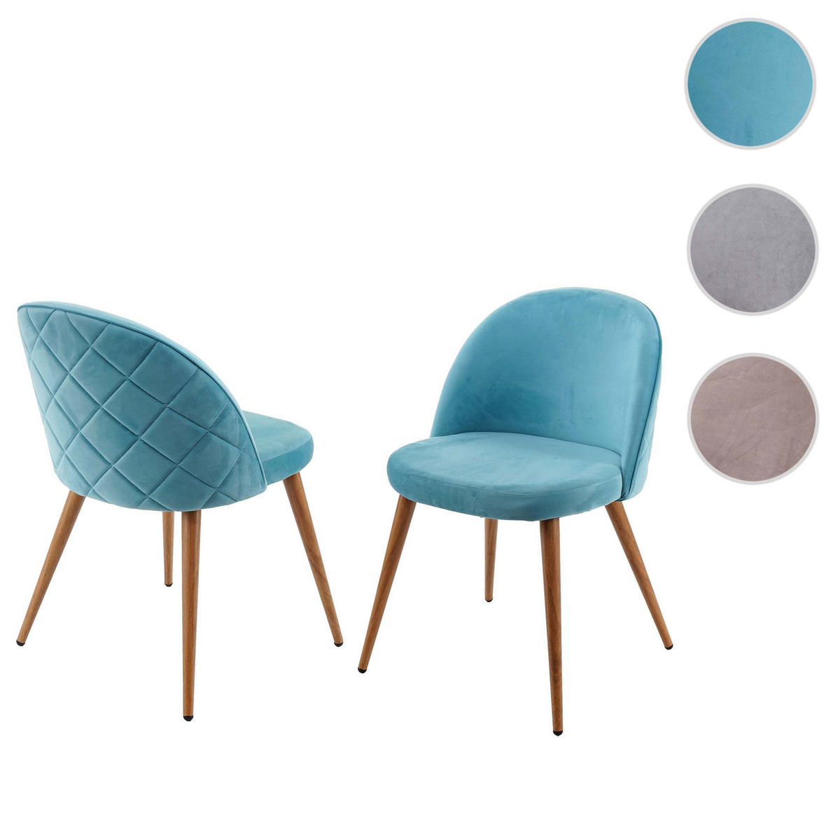 ESSZIMMERSTUHL Türkis 2er-Set - Türkis, Textil (48/77/46cm) - MCW