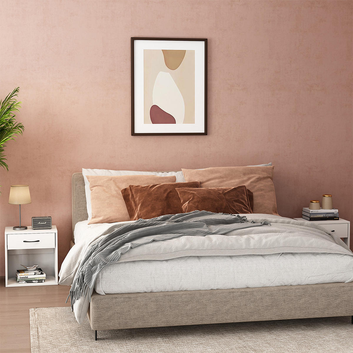 NACHTTISCH Virela Weiß 39 x 41 cm 2er Set - Weiß, Holzwerkstoff (39/41/28cm) - Vicco