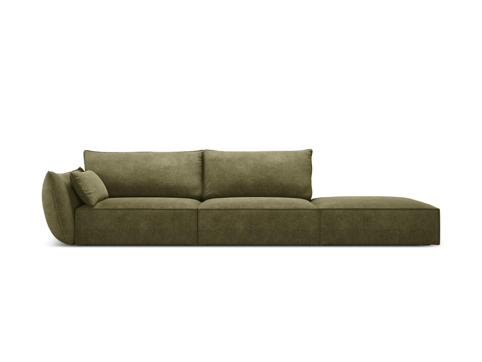 RECHTES-SOFA Kaelle aus Chenille-Stoff grün 4 Sitzplätze - Grün, Textil (110/85/264cm) - Micadoni