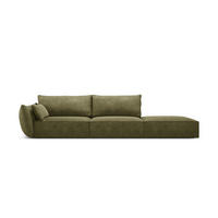 RECHTES-SOFA Kaelle aus Chenille-Stoff grün 4 Sitzplätze - Grün, Textil (110/85/264cm) - Micadoni