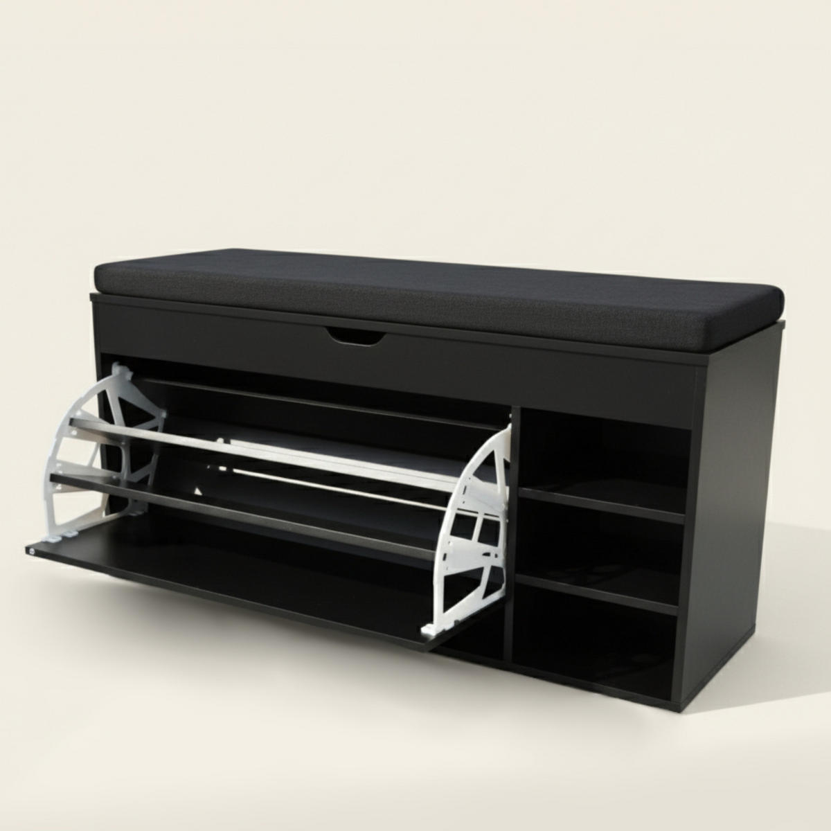 SCHUHSCHRANK Gradia 100/34/50 cm Sitzfläche ausziehbar - Schwarz, Holzwerkstoff (34/50/100cm) - BOXIMO