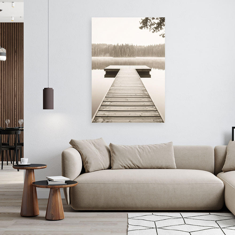 LEINWANDBILD Pier Seelandschaft Natur 40x60cm - Beige, Textil (40/60cm) - Feeby