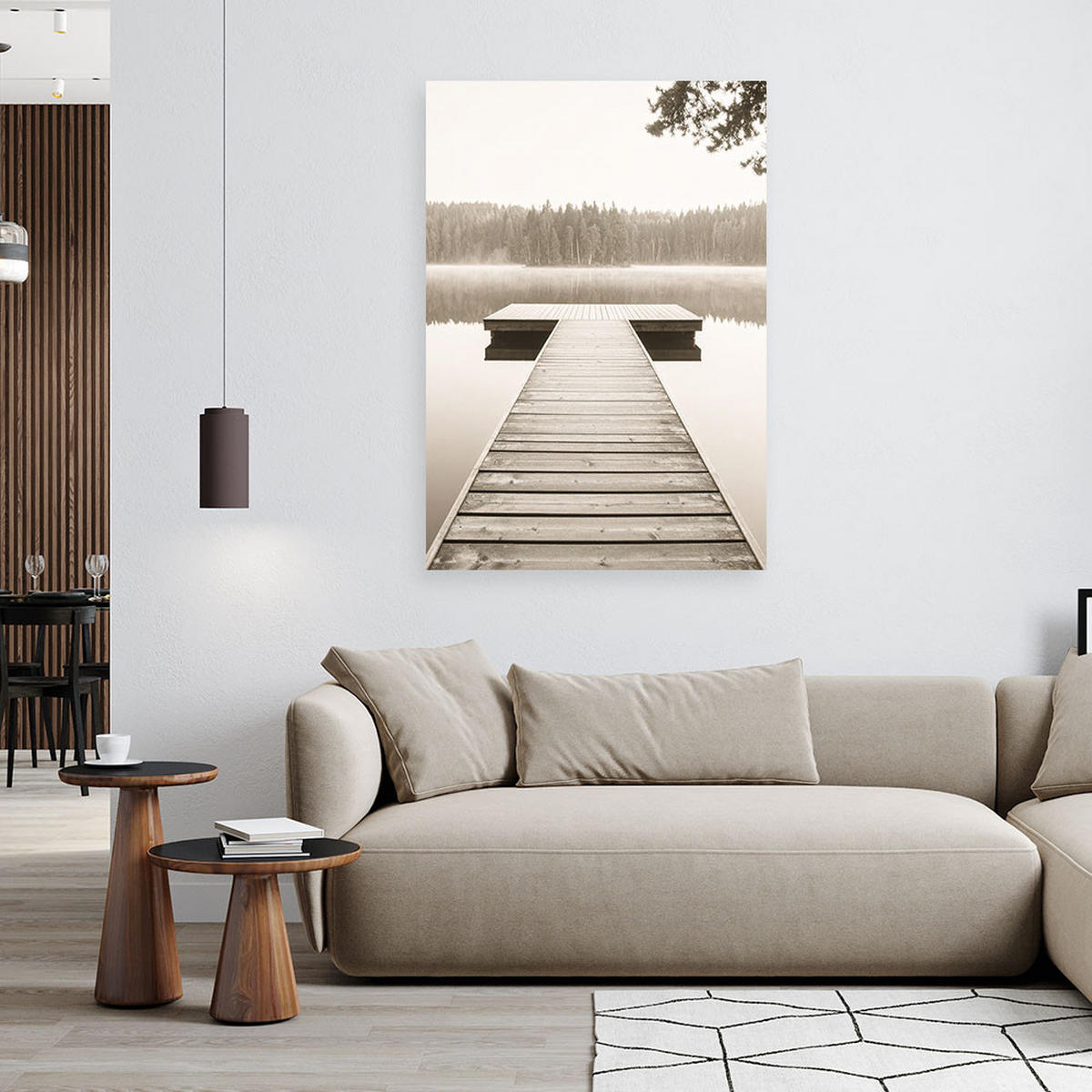 LEINWANDBILD Pier Seelandschaft Natur 40x60cm - Beige, Textil (40/60cm) - Feeby