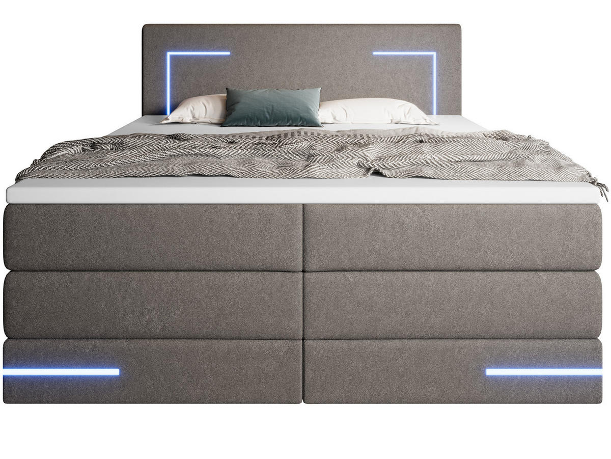 BOXSPRINGBETT Detroit Anthrazit 160/200 cm H2/H3 Stoff - Anthrazit, Textil (160/200cm) - wonello