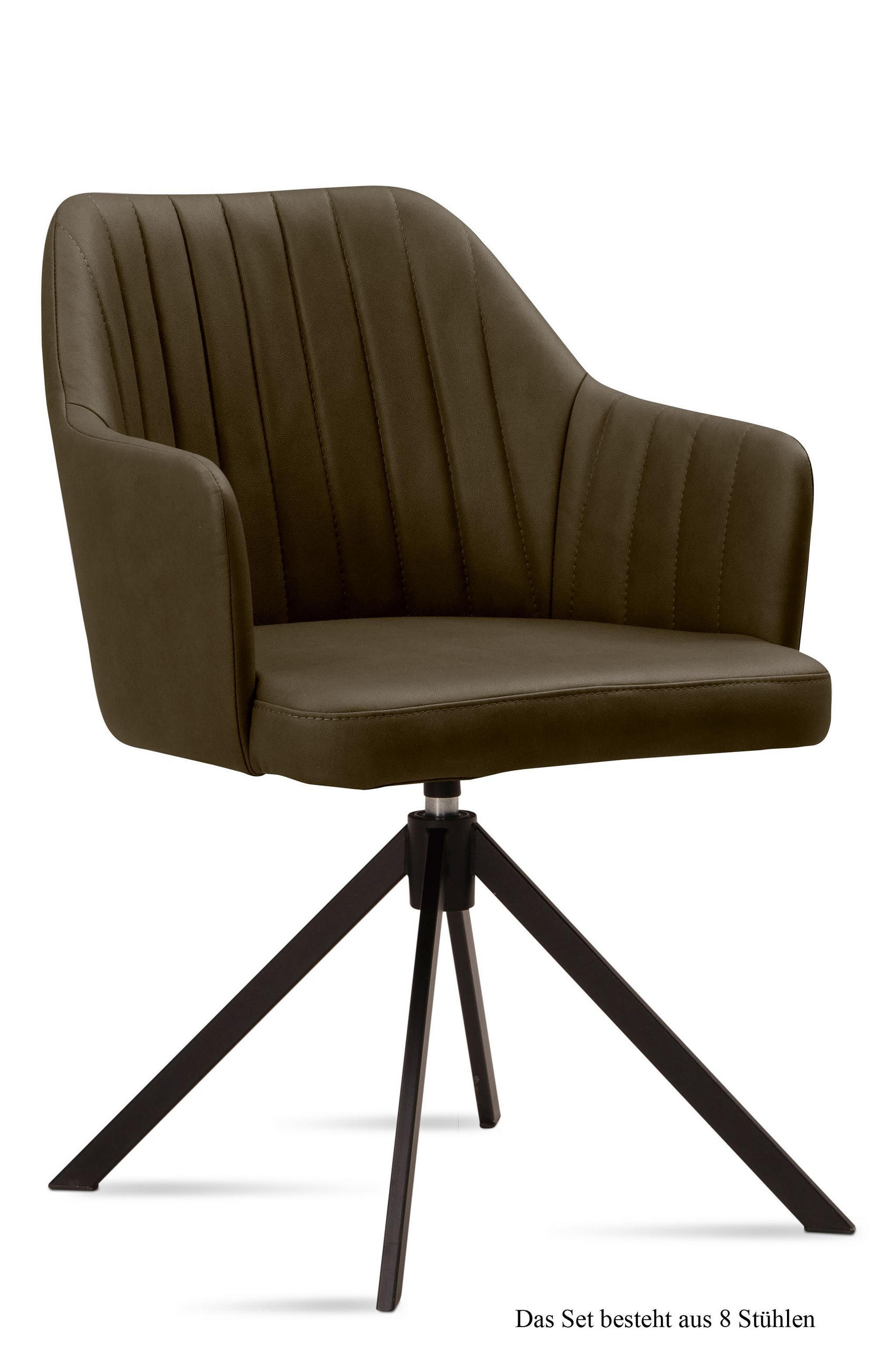 ARMLEHNSTUHL drehbar (8er-Set) Dennie 58x81x60 Schwarz/Khaki - Dunkelgrün/Schwarz, Kunststoff (60/81/58cm) - 58aufmkessel