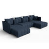WOHNLANDSCHAFT Veliro U Blau 353/180/83 cm mit Schlaffunktion und Bettkasten - Blau/Schwarz, Kunststoff/Textil (353/83/180cm) - AX Living