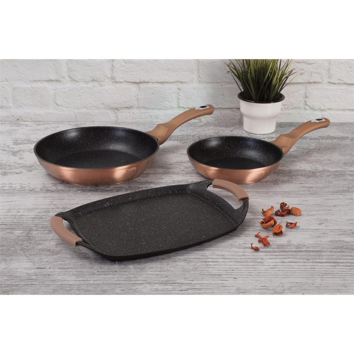 PFANNENSET Gold 50/30/20 cm BH1669 - Goldfarben, Metall - Berlinger Haus