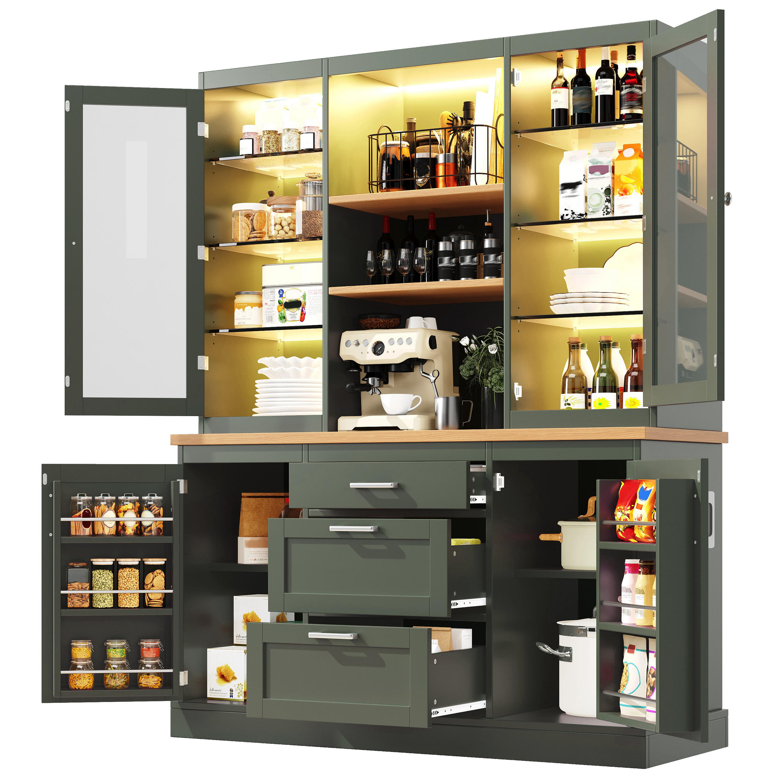 Evryae Mehrzweckschrank Grün 140x185x40 cm