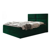BOXBETT LIZBONA mit 2 Bettkästen, 180x200, Farbe: Dunkelgrün, Velourstoff, Doppelbett mit Bonell-Matratze - Dunkelgrün, Holz/Kunststoff (180/200cm) - Alpi-Möbel