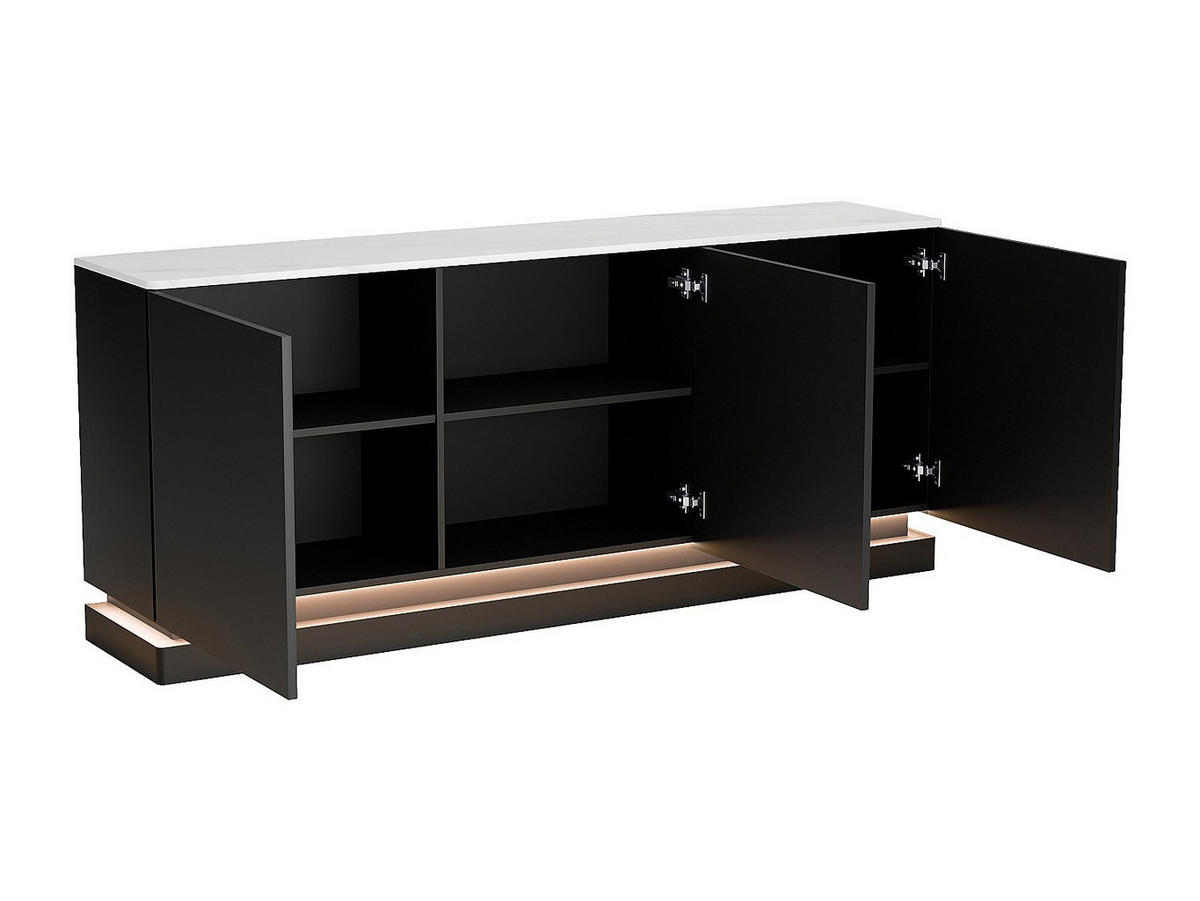 SIDEBOARD - 189.6 cm x 40 cm - holz - schwarz, weiß Devika - Schwarz/Weiß, Holz (189.6/80/40cm) - Vente-Unique