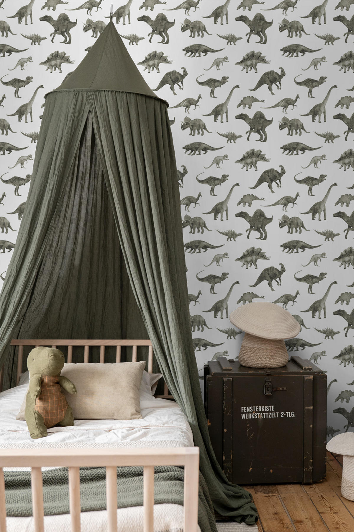 TAPETE Dinosaurier 50 x 900 cm - Grün, Papier (50/0.1cm) - ESTAhome