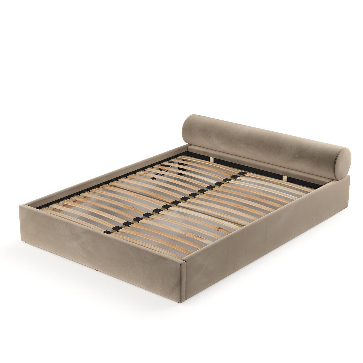 POLSTERBETT Solvo mit Stauraum 140/200 cm Taupe im Paros Stoff - Taupe/Schwarz, Holz/Holzwerkstoff (140/200cm) - AltaBeds