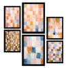 POSTER Set Mit 6 Orange & Blau Mosaik 2 A3 & A4 Schwarzer Rahmen - Schwarz, Papier (29/3cm) - Nacnic