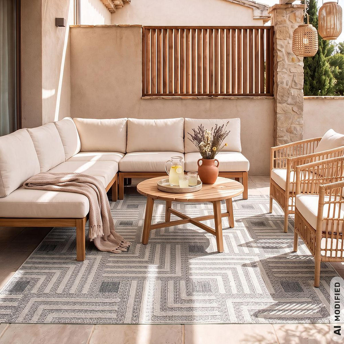 TEPPICH In-& Outdoor Abstrakt 80x150cm Mazovia Cangas Polen Beige Braun Balkon Modern Pflegeleicht Tierfreundlich - Braun, Textil (80/150cm) - Mazovia