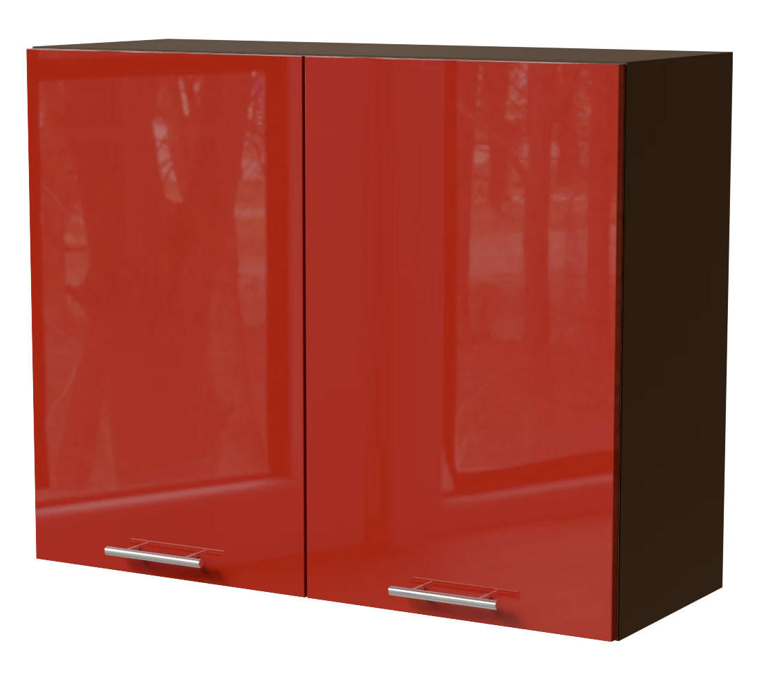 KÜCHENHÄNGESCHRANK Brerra W3/90 Lava / RAL 3002 karminrot Hochglanz 90 / 32,5 / 72cm - Dunkelgrau/Rot, Holz/Holzwerkstoff (90/72/32.5cm) - Feldmann-Wohnen