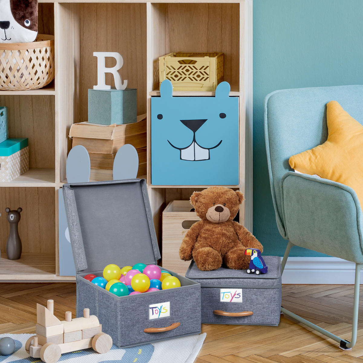 2XAUFBEWAHRUNGSBOX - Grau, Wellpappe/Kunststoff (30/16/32.5cm) - Relaxdays