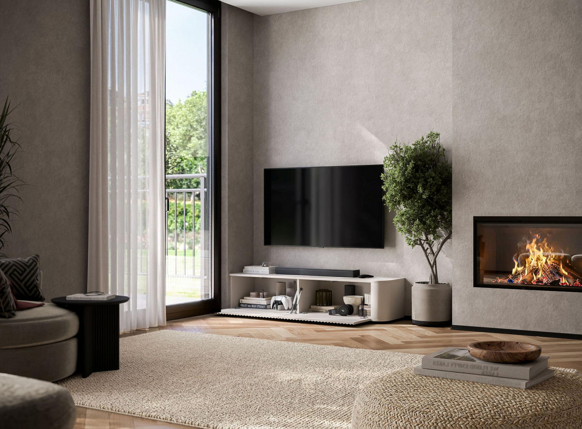 TV stolek Aurora kašmírový matný 140 cm s nízkými nožkami - kašmírová, kompozitní dřevo (140/31/35cm) - Meble Lindner