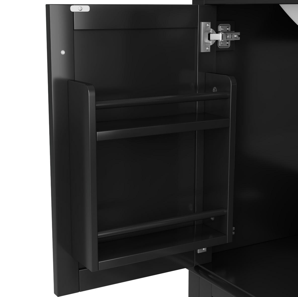 WASCHTISCHKOMBI 73/45,5/83,5 cm in Schwarz mit Keramikbecken und 3 Schubladen - Schwarz, Holzwerkstoff (73/83.5/45.5cm) - BEAOK