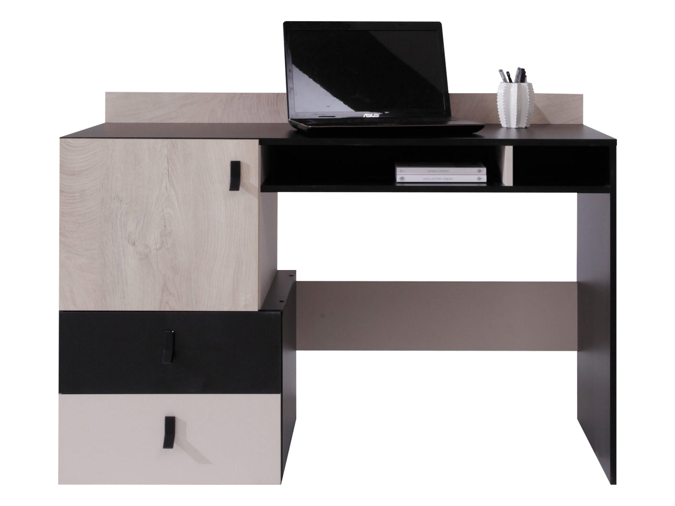 Mirjan24 Schreibtisch Eiche, Schwarz 55x86x125 cm