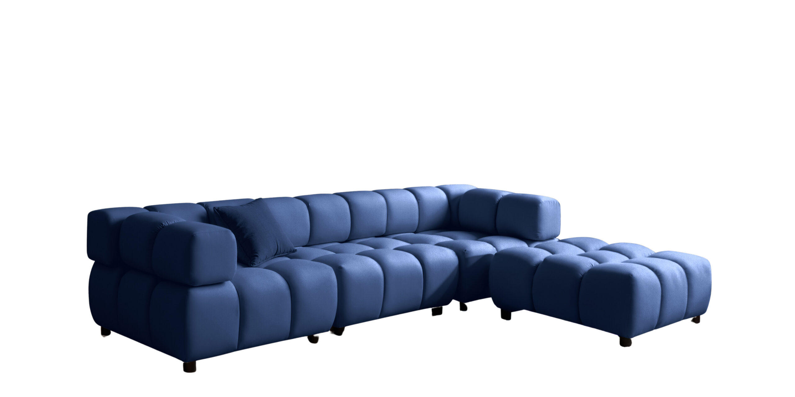 ECKSOFA L-Form Bolla, stoff Bluvel, Tintenblau, Rechts - Blau, Holz (288/192cm) - Kaiser Möbel