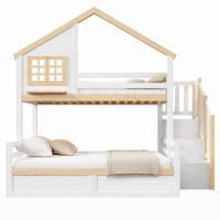 ETAGENBETT mit hydraulischem Stauraum 90x200 und 140x200 cm Weiß/Natur - Weiß, Holzwerkstoff (140/200cm) - Beauniv