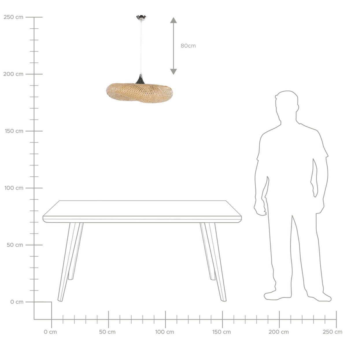 HÄNGELEUCHTE Boyne 80/80/118 cm - Hellbraun, Holz (80/80/118cm) - Beliani