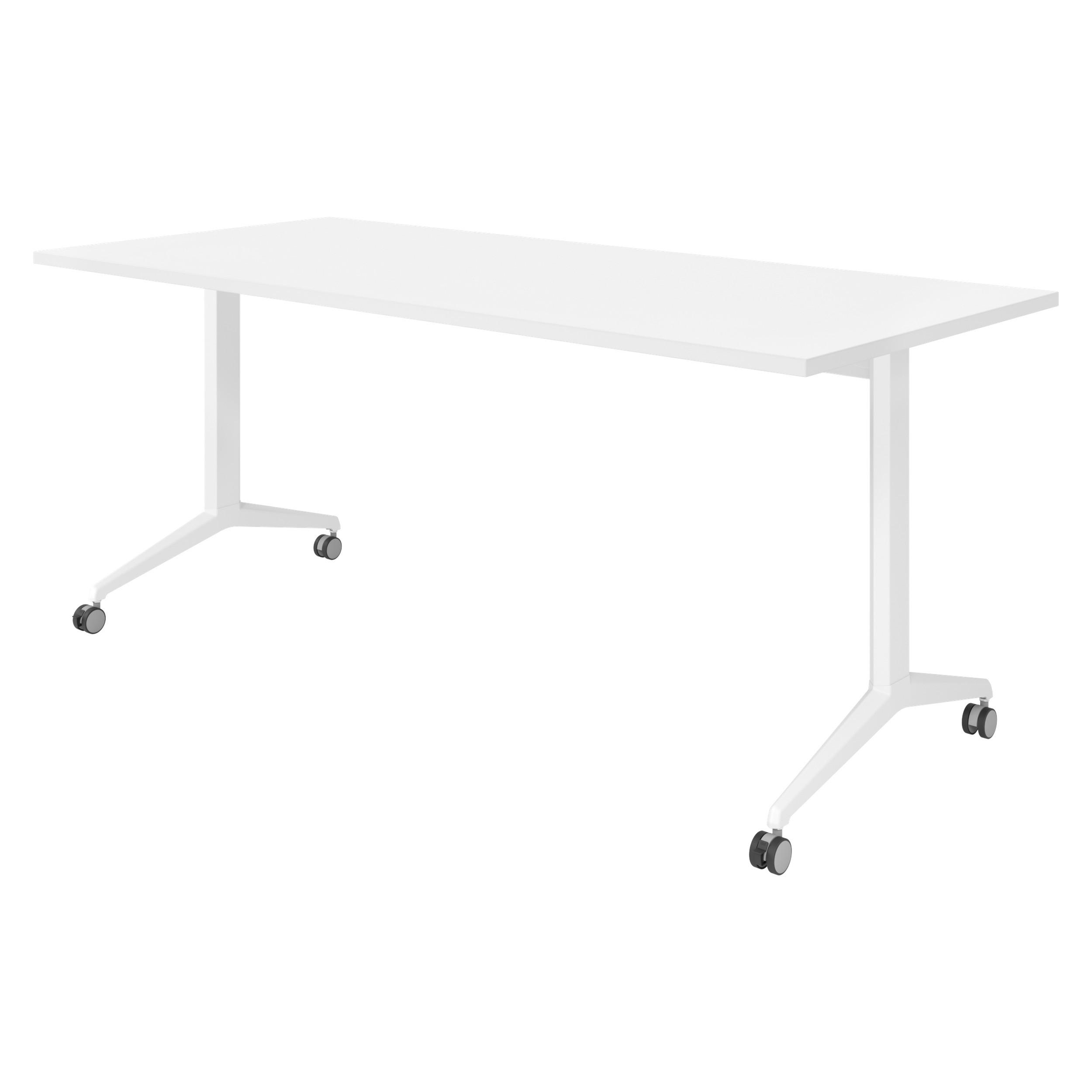 SEMINARTISCH klappbar & fahrbar 80/180/75 cm in Weiß/Weiß - Weiß, Holzwerkstoff (80/180/75cm) - bümö