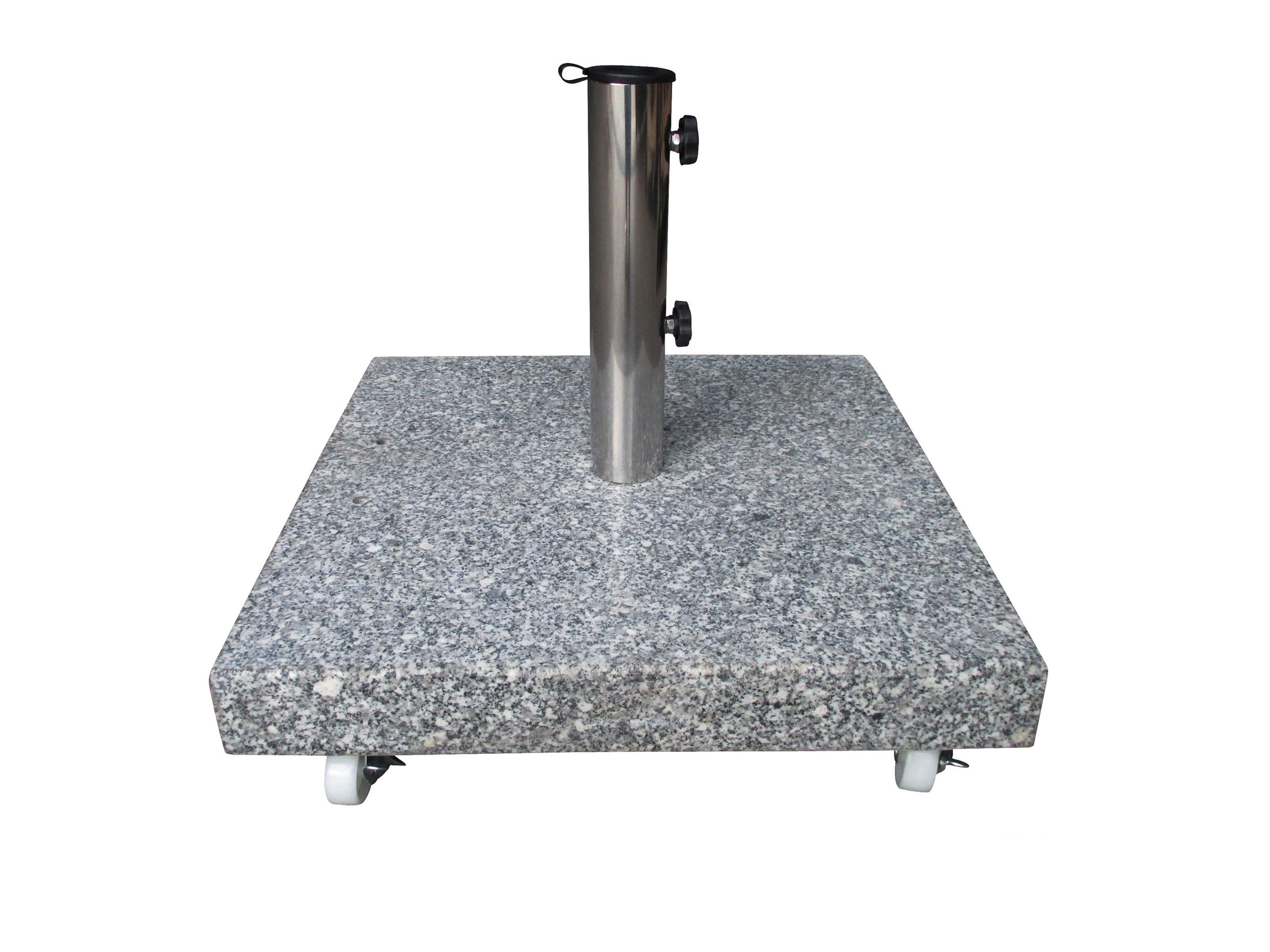 SCHIRMSTÄNDER Sarah mit Rollen 50kg - für Marktschirme / Kurbelschirme - aus massivem echtem Granit - für Schirmstöcke bis 58mm - - Grau, Stein (50/50cm) - TPFGarden